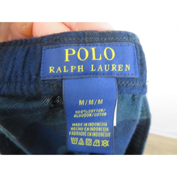 Polo Ralph Lauren Pajama Pants Mens Medium Tartan Plaid Sleepwear Green Flannel - Picture 8 of 11
